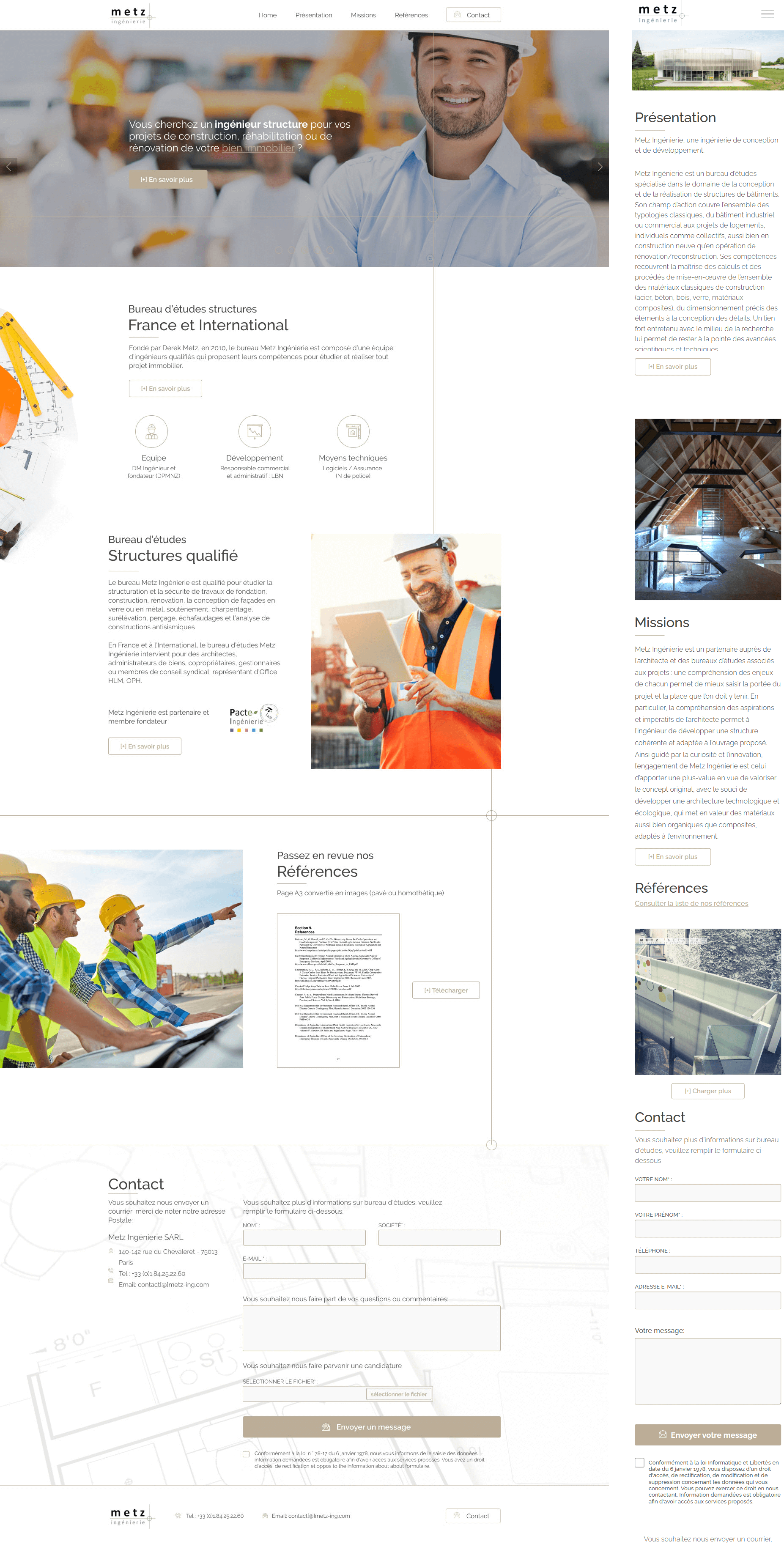 Projekt strony internetowej dla inżynierów konstrukcji. Strona zawiera formularz kontaktowy dla klientów. Utrzymana w minimalistycznej stylistyce.