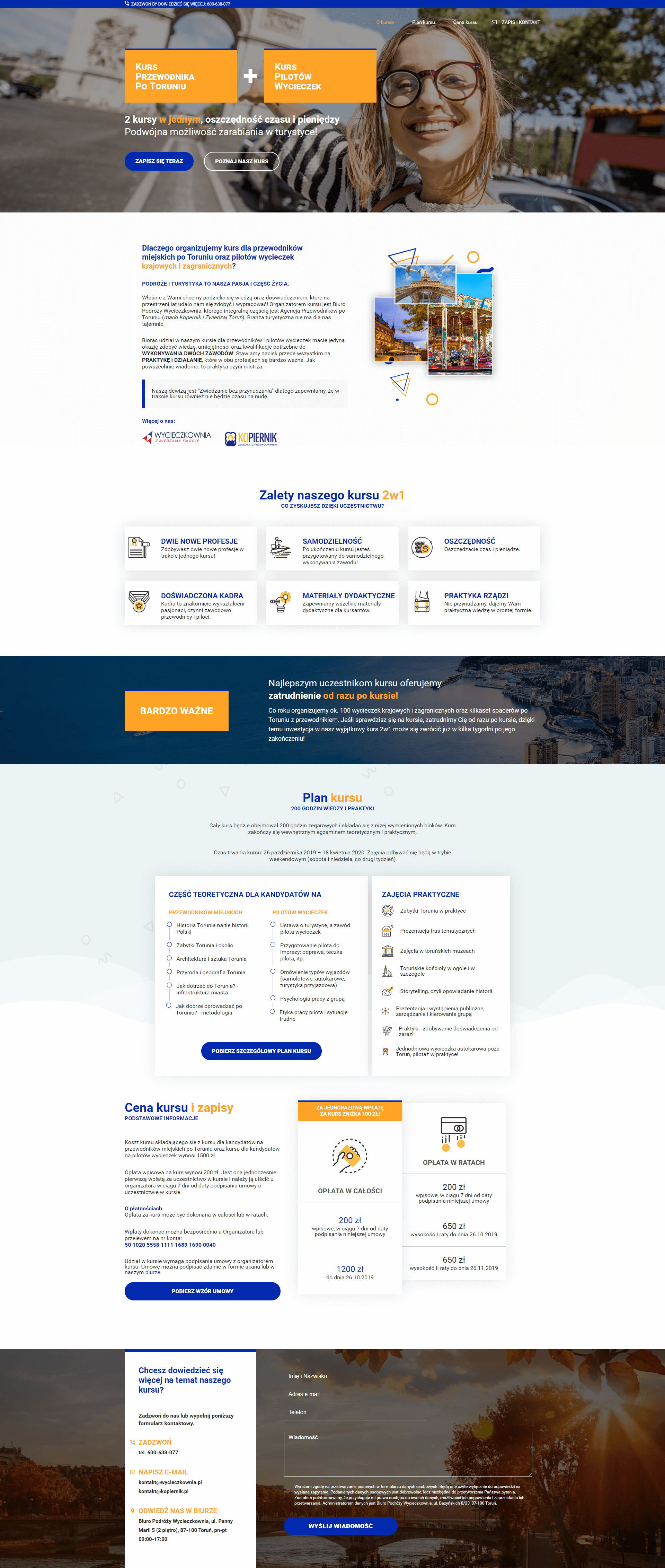 Projekt landing page dla organizacji sprzedającej kursy.