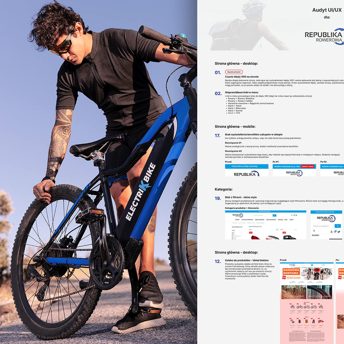 Audyt UI/UX sklepu internetowego z rowerami i akcesoriami – republika rowerowa